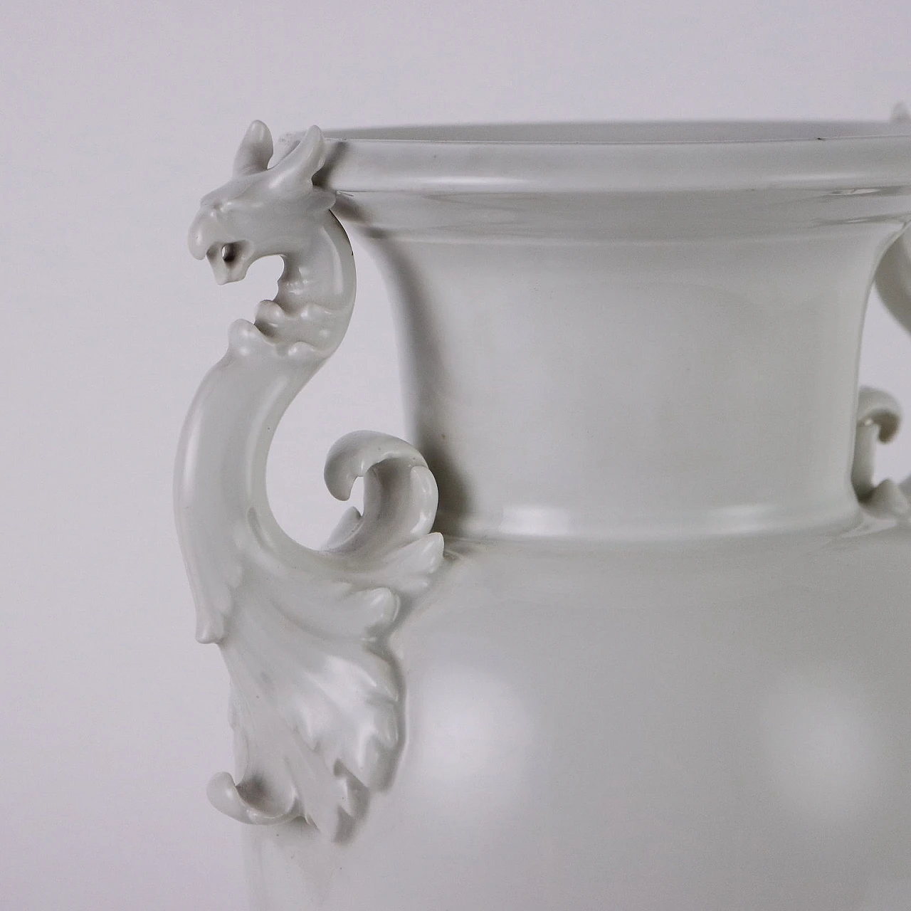 White porcelain amphora vase with leaf volutes by KPM 3