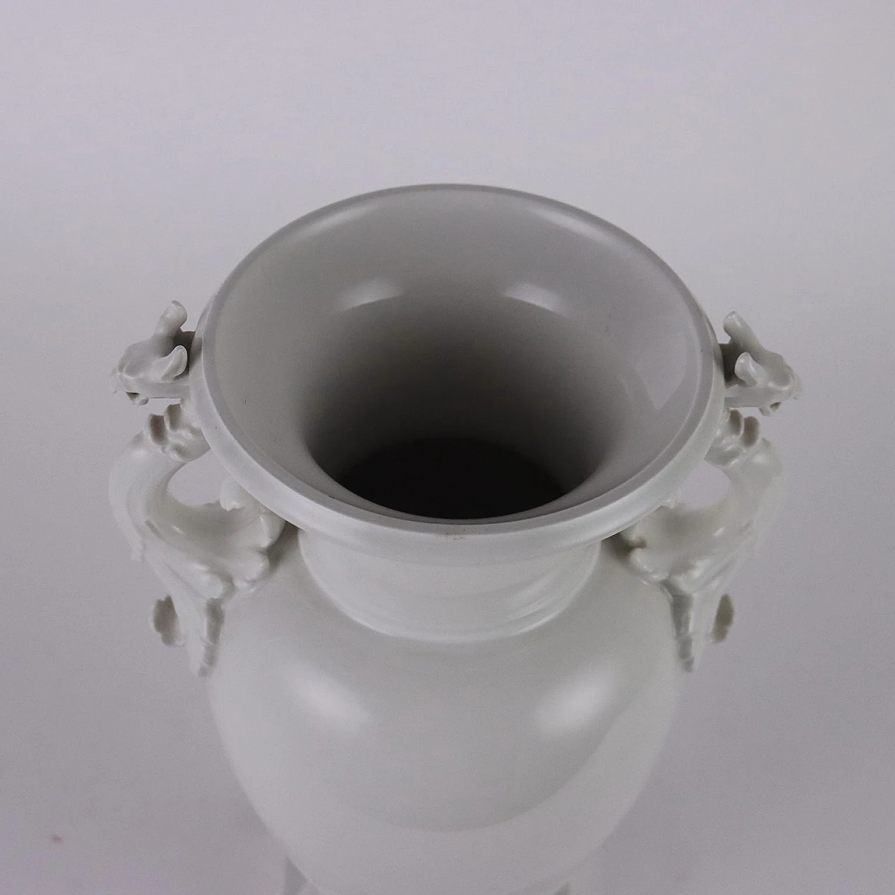 White porcelain amphora vase with leaf volutes by KPM 5