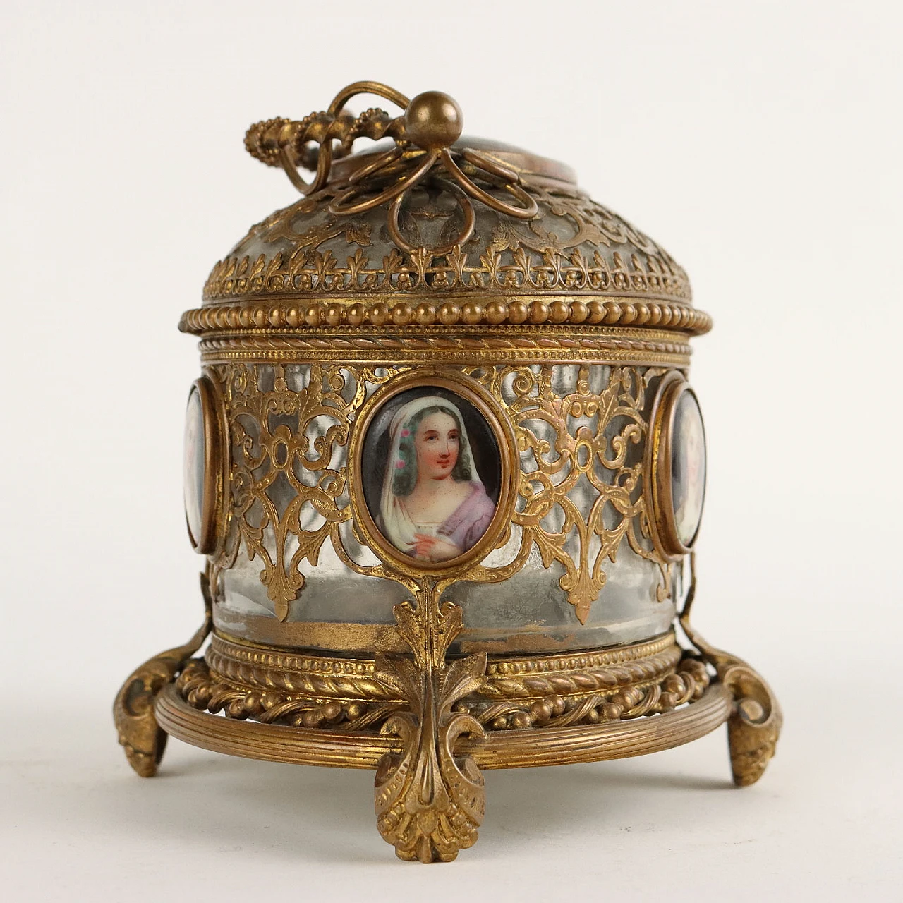 Bronze and glass jewellery box with painted porcelain, mid-19th century 5