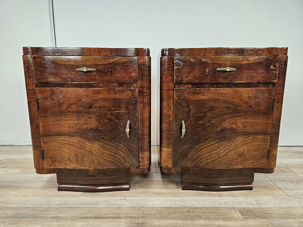 Art Deco mahogany burl nightstands 1