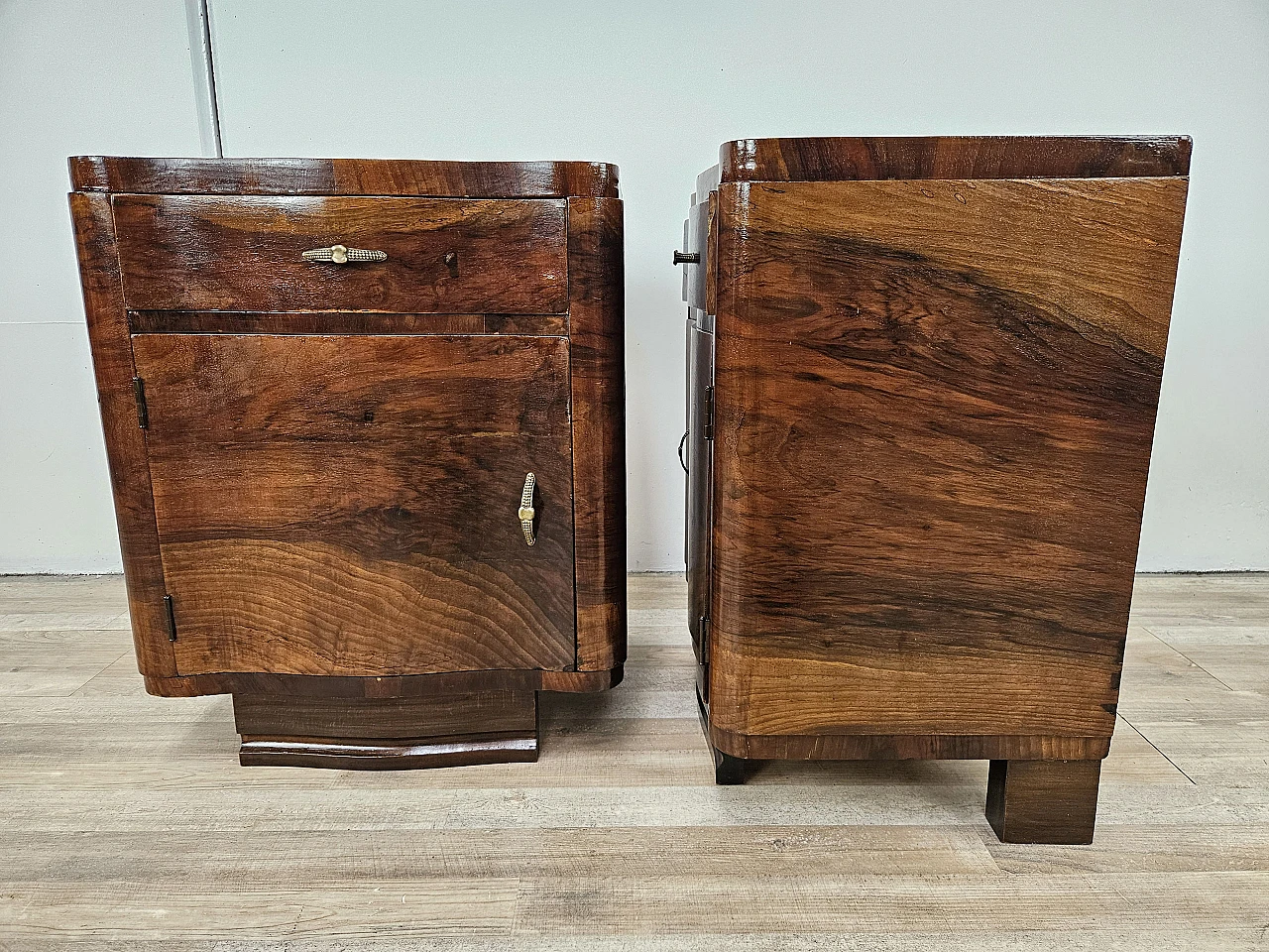 Art Deco mahogany burl nightstands 5