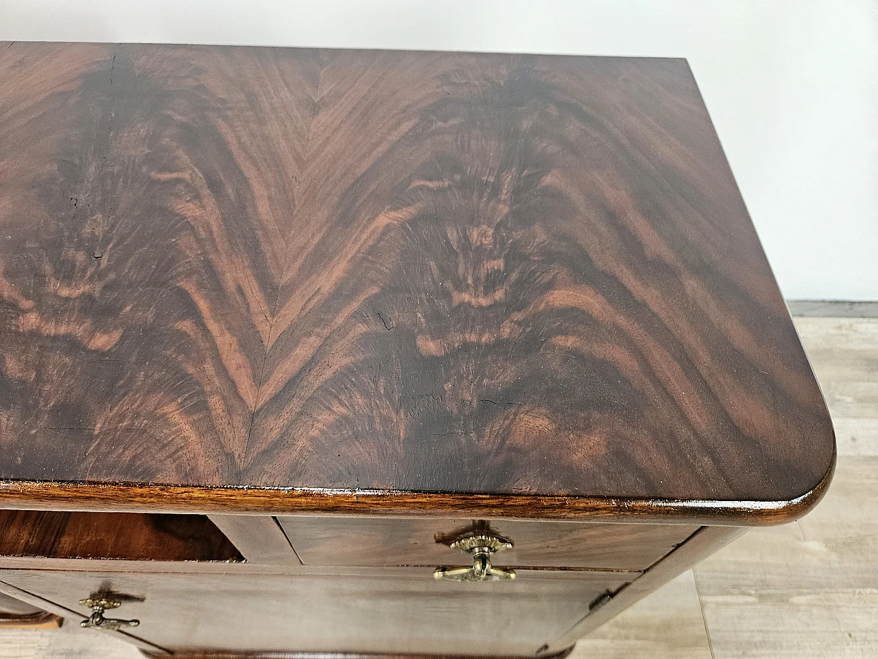 Pair of Art Deco bedside tables in briar with drawer 10