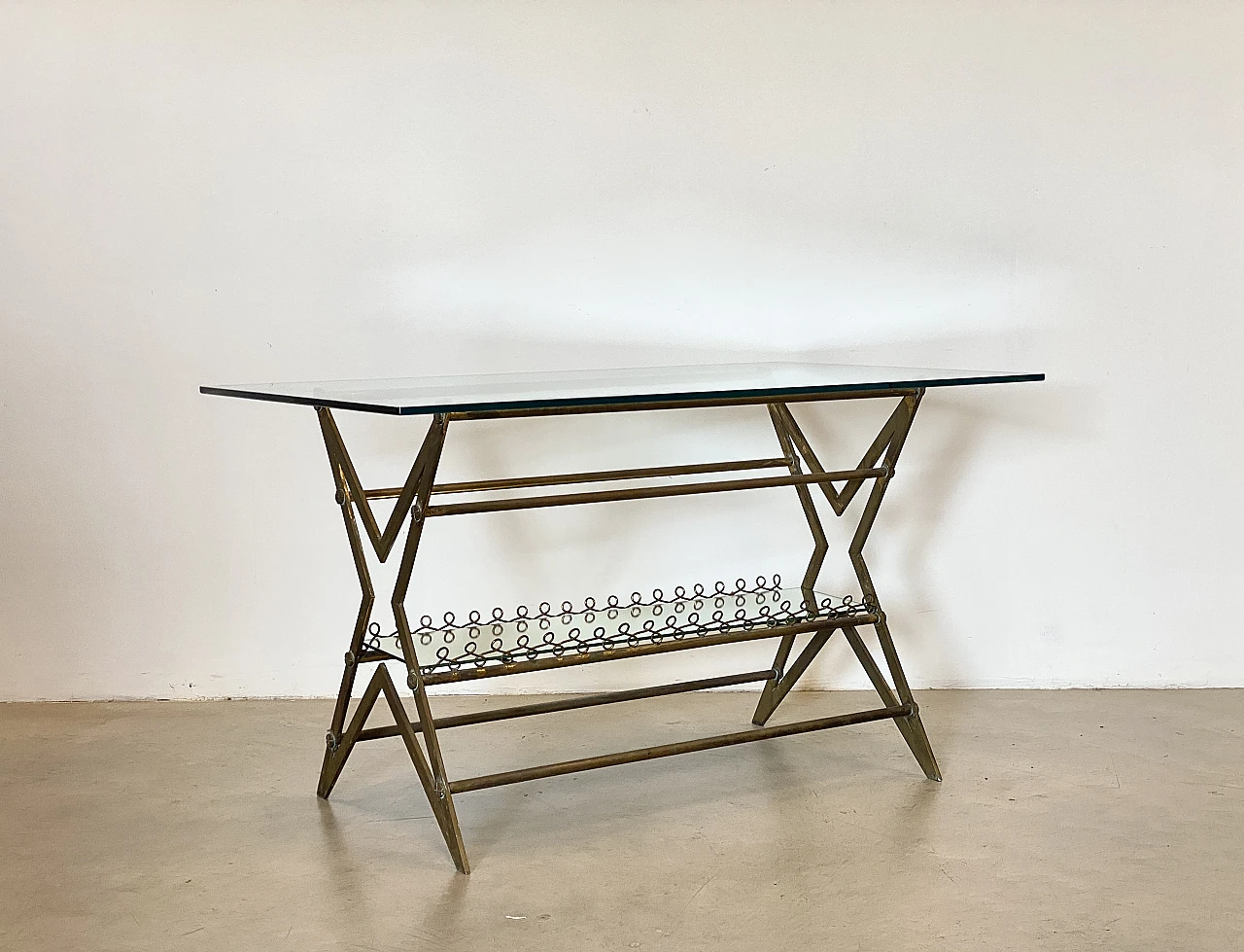 Brass and glass coffee table, 1950s 1