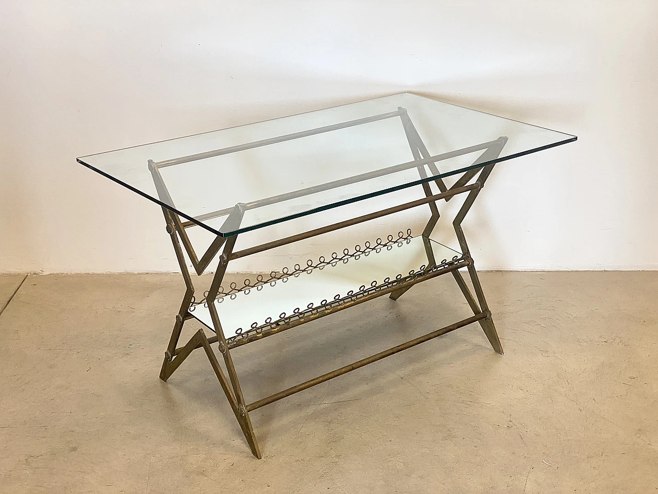 Brass and glass coffee table, 1950s 2