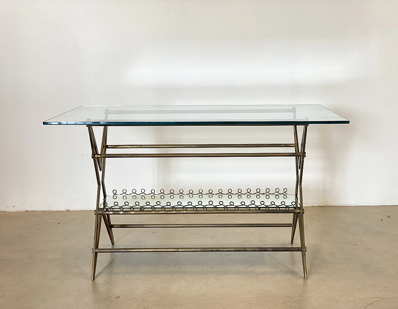 Brass and glass coffee table, 1950s 6