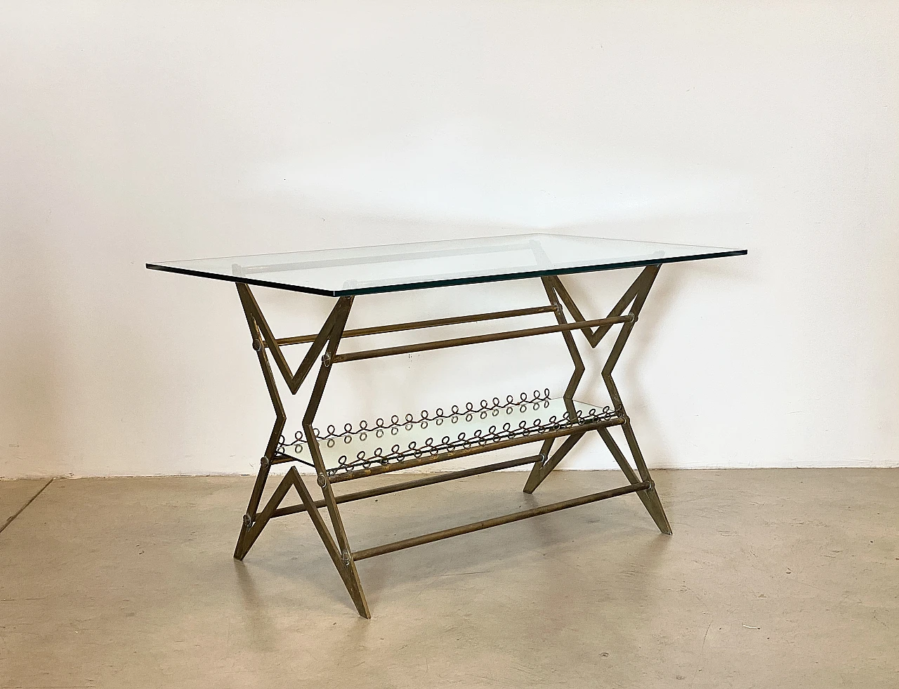 Brass and glass coffee table, 1950s 7