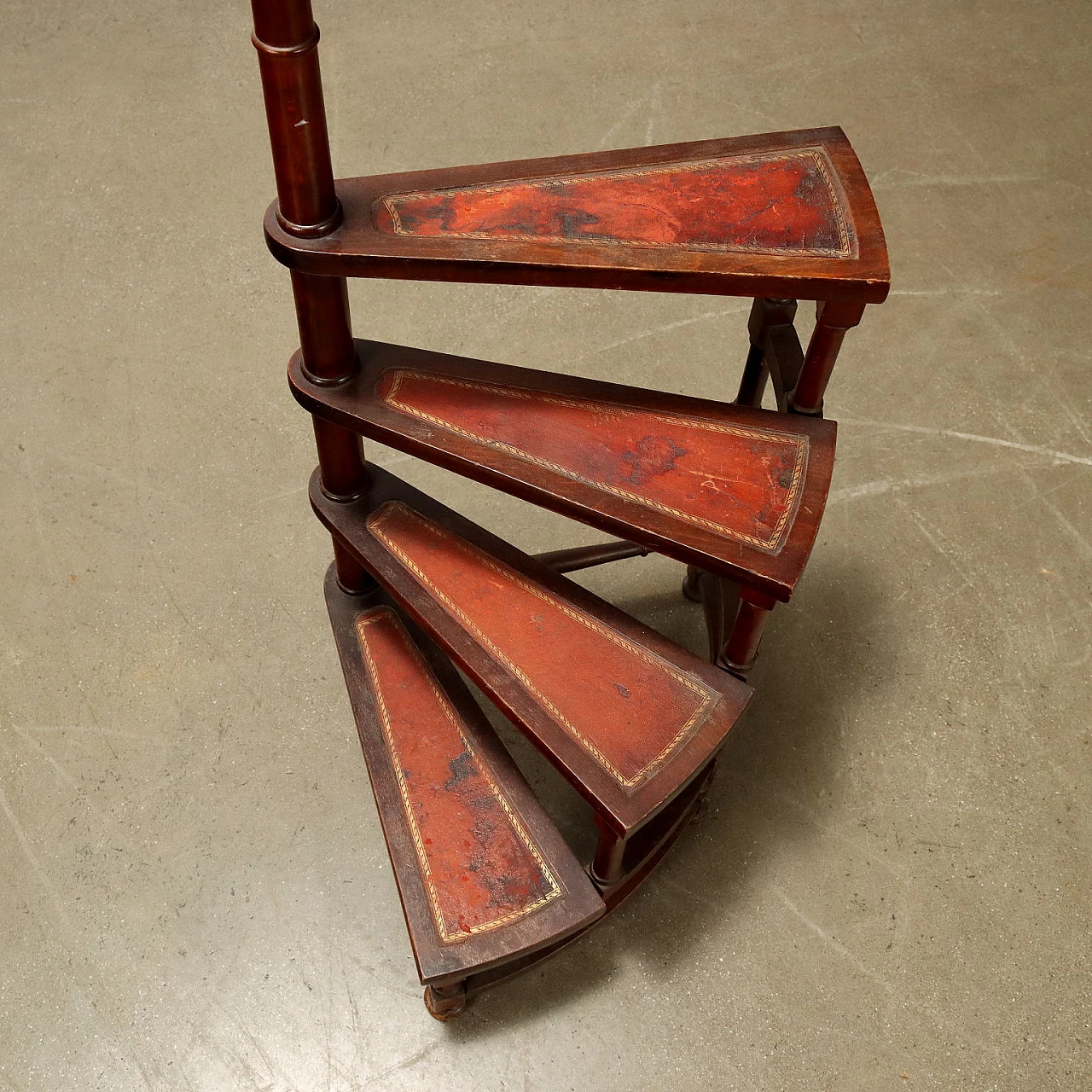 Bookcase ladder in stained maple and faux bamboo work 4