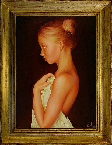 Portrait of a Girl by Luigi Aquino, oil on canvas, 1980s