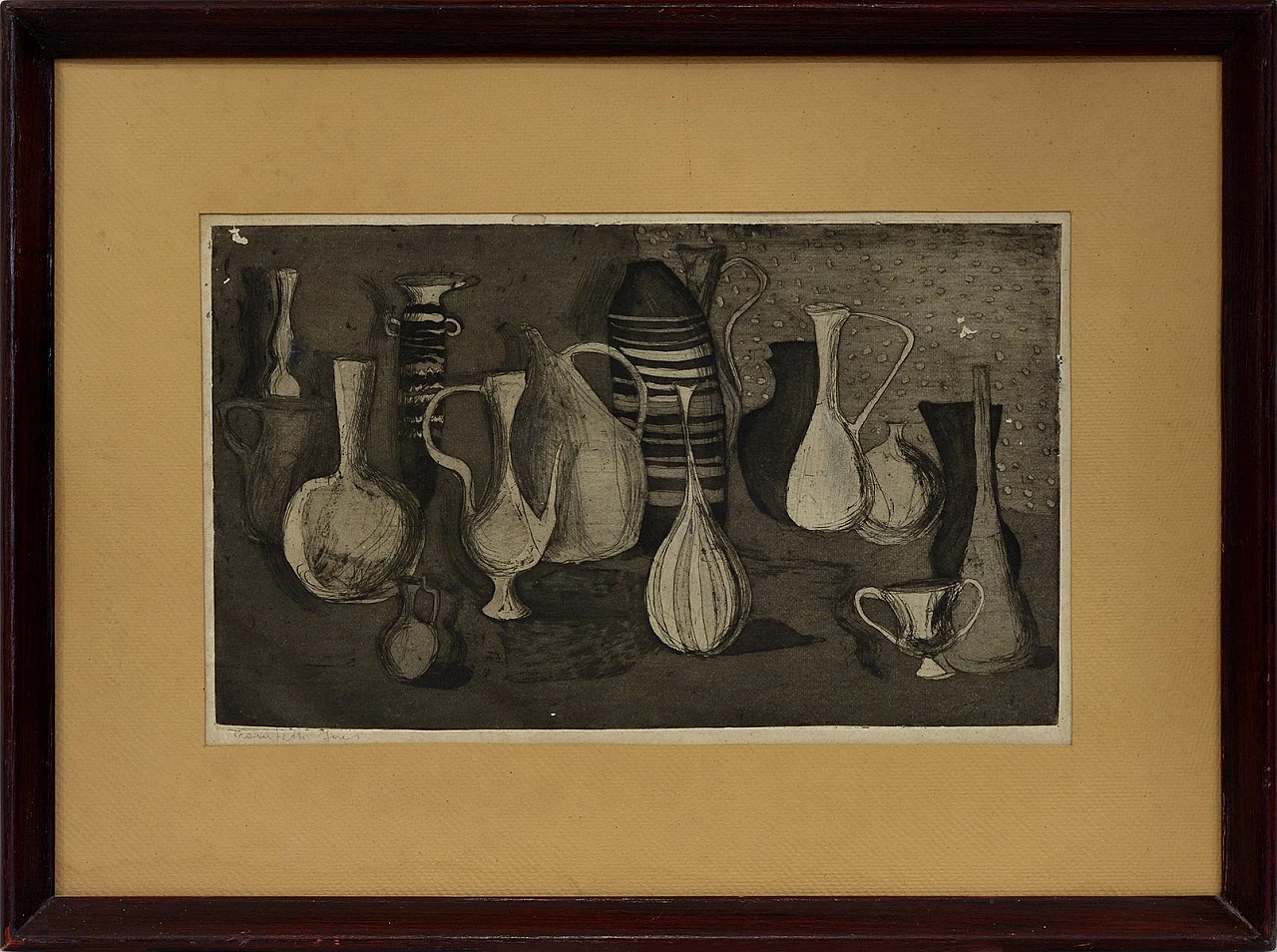 Still Life by Giorgio Morandi, etching on cardboard, 20th century 1