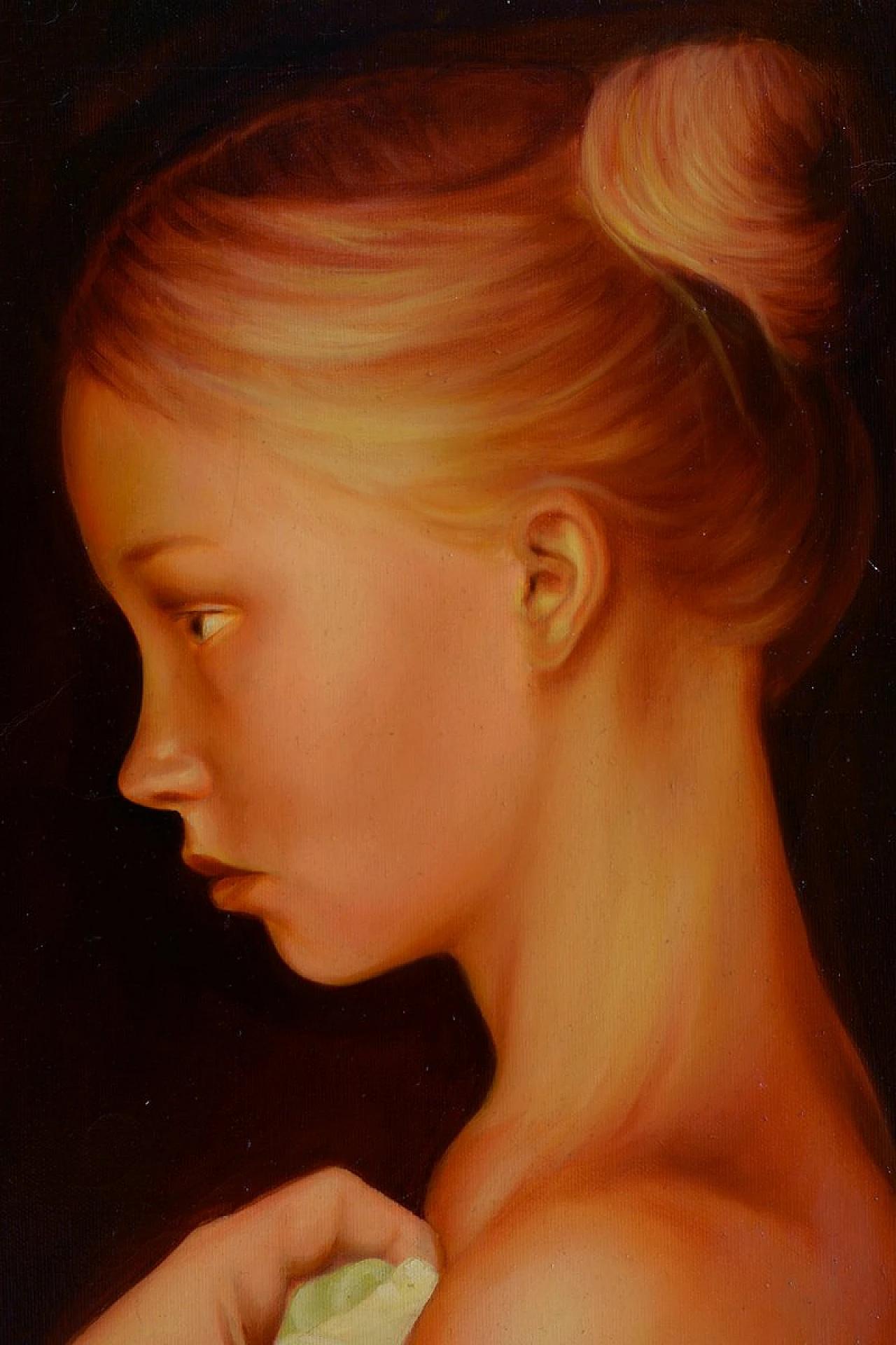 Portrait of a Girl by Luigi Aquino, oil on canvas, 1980s 4