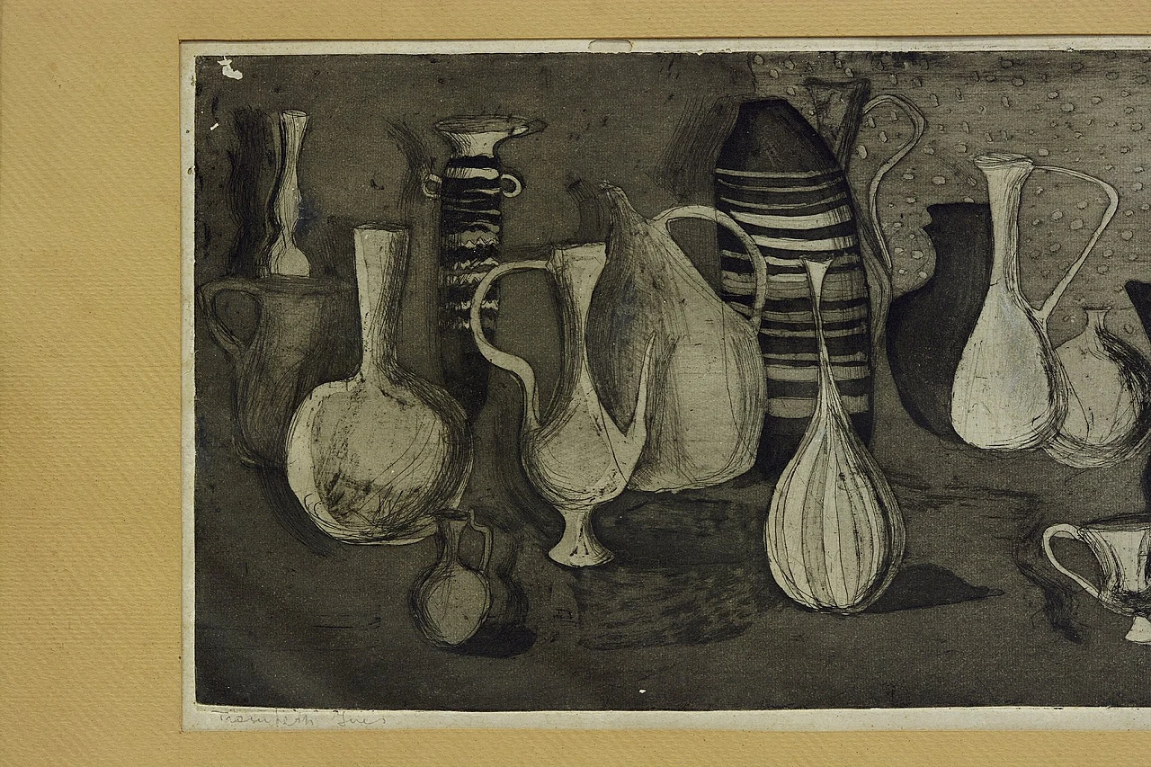 Natura morta di Giorgio Morandi, incisione su cartone, primo '900 3