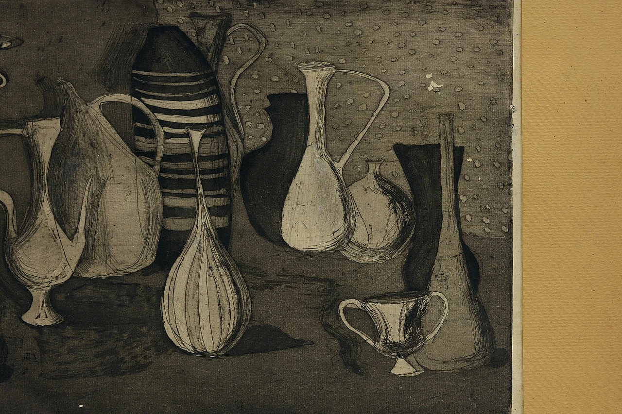 Natura morta di Giorgio Morandi, incisione su cartone, primo '900 4