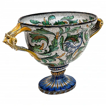 Manufactory Maiolica Artistica Pesarese MAP Two-Handled Vase 1920s Italy.