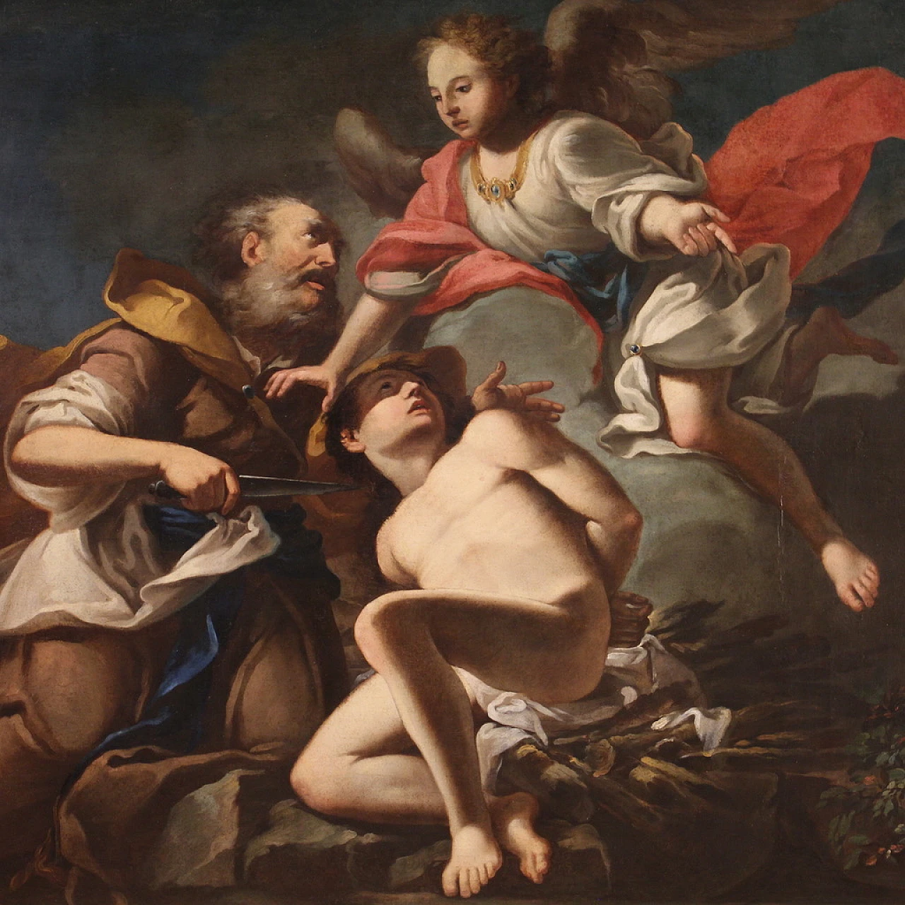 The Sacrifice of Isaac, large Baroque oil painting, 17th century 1