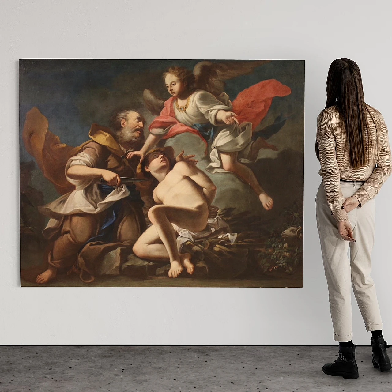 The Sacrifice of Isaac, large Baroque oil painting, 17th century 3