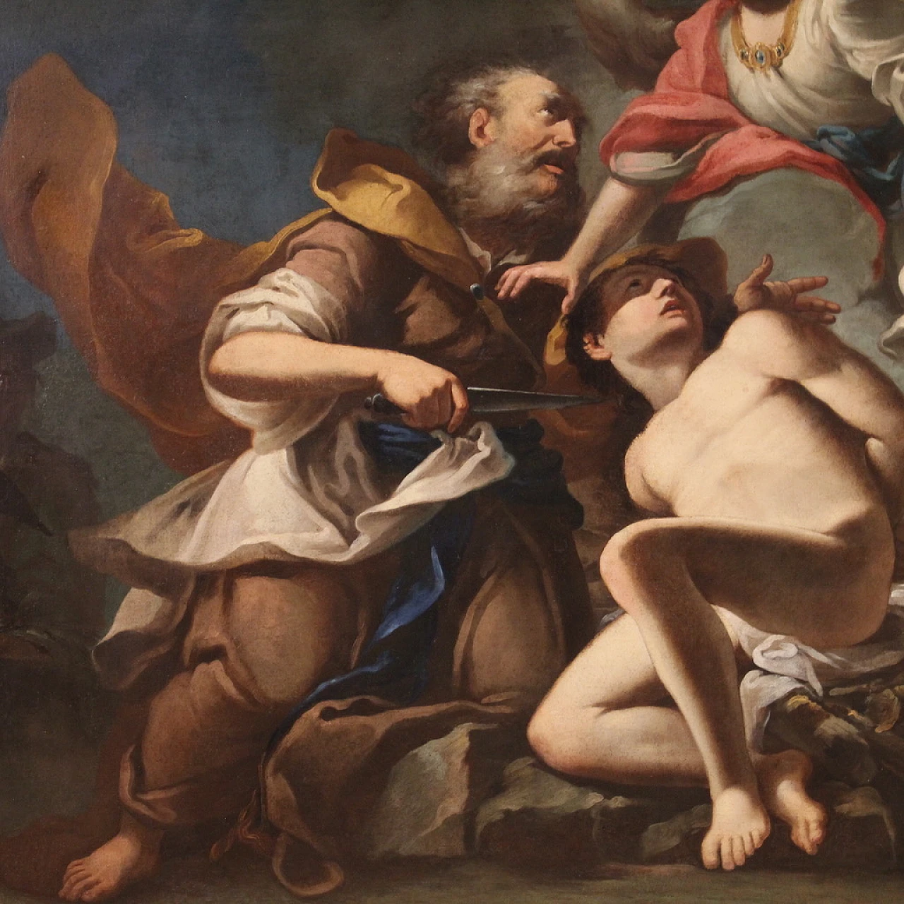 The Sacrifice of Isaac, large Baroque oil painting, 17th century 4