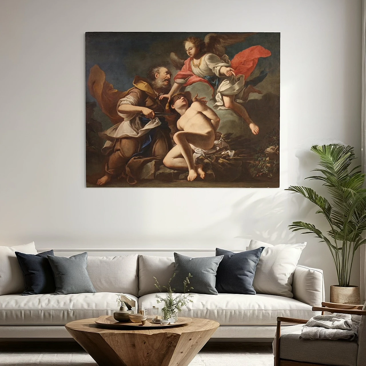 The Sacrifice of Isaac, large Baroque oil painting, 17th century 8