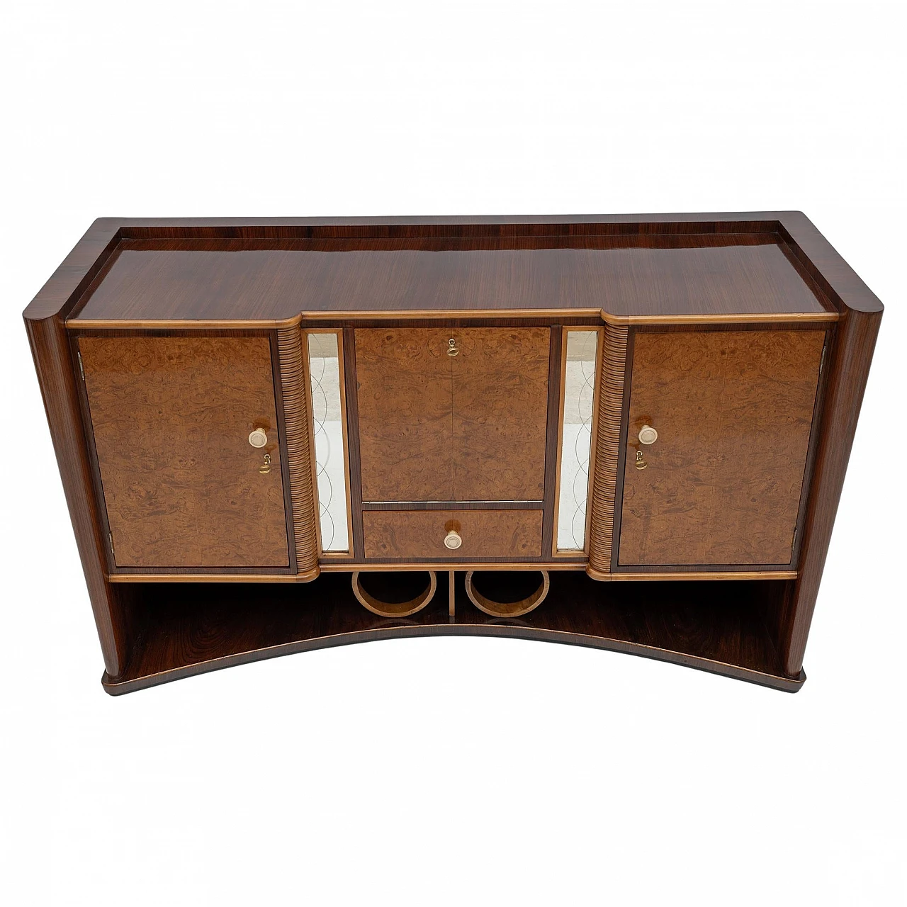 Art Decò Italian Walnut and Maple Sideboard, 1930s 1