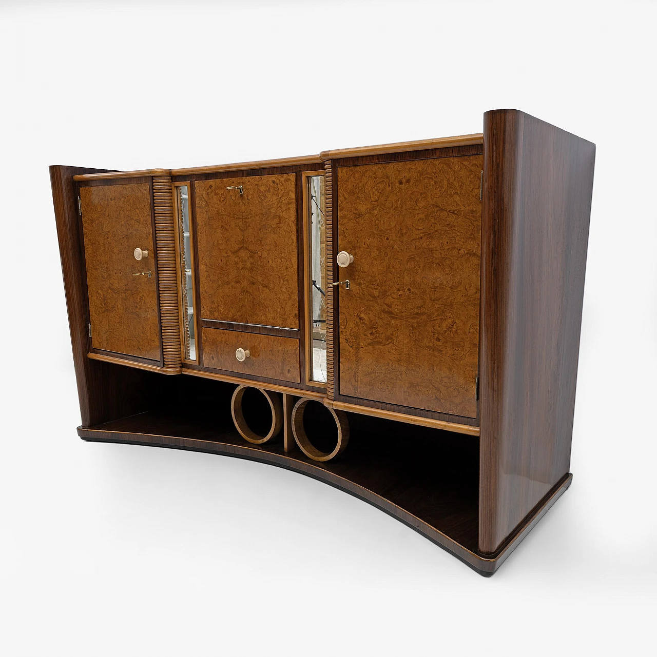 Art Decò Italian Walnut and Maple Sideboard, 1930s 2