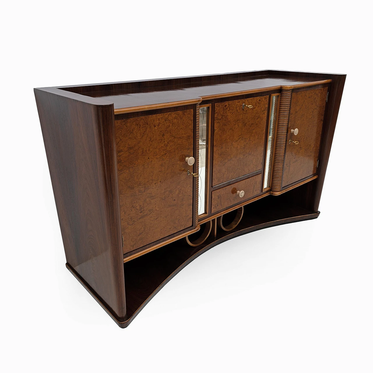 Art Decò Italian Walnut and Maple Sideboard, 1930s 3