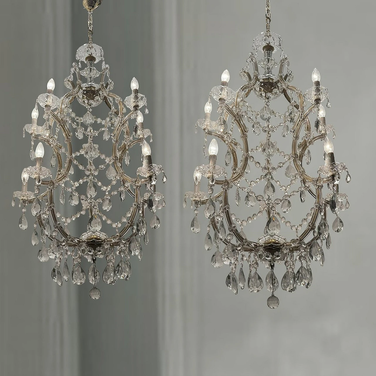 Large Crystal Murano Chandeliers Maria Teresa Set of 2 14