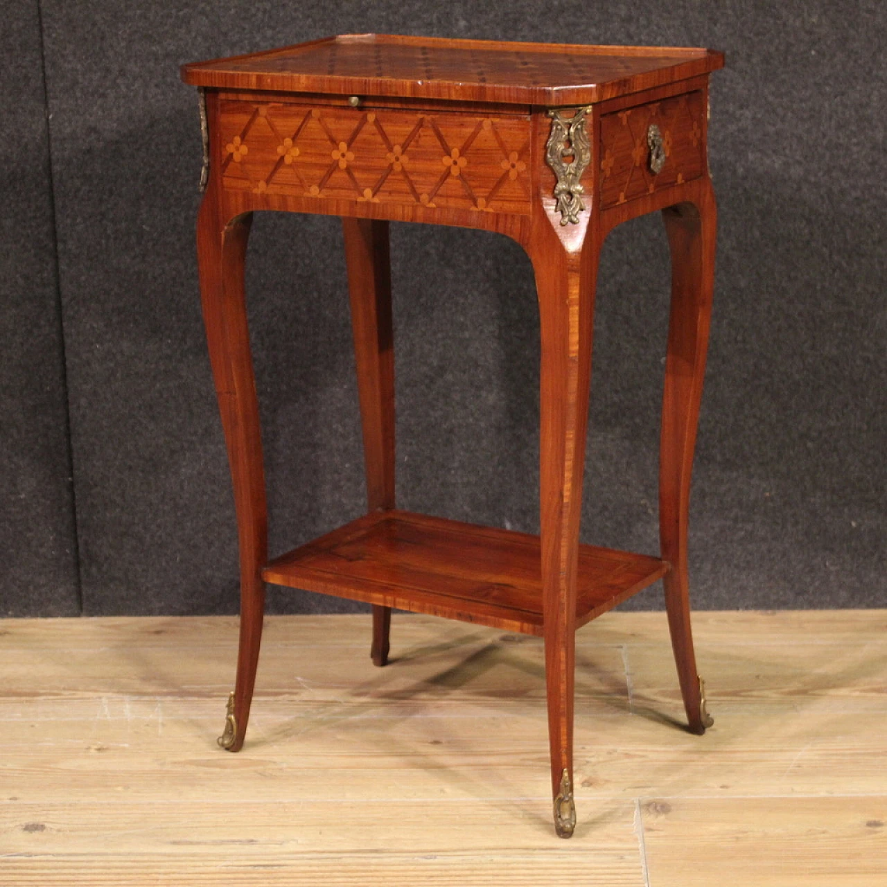 Elegant Napoleon III style coffee table with intarsia, mid XX century 7