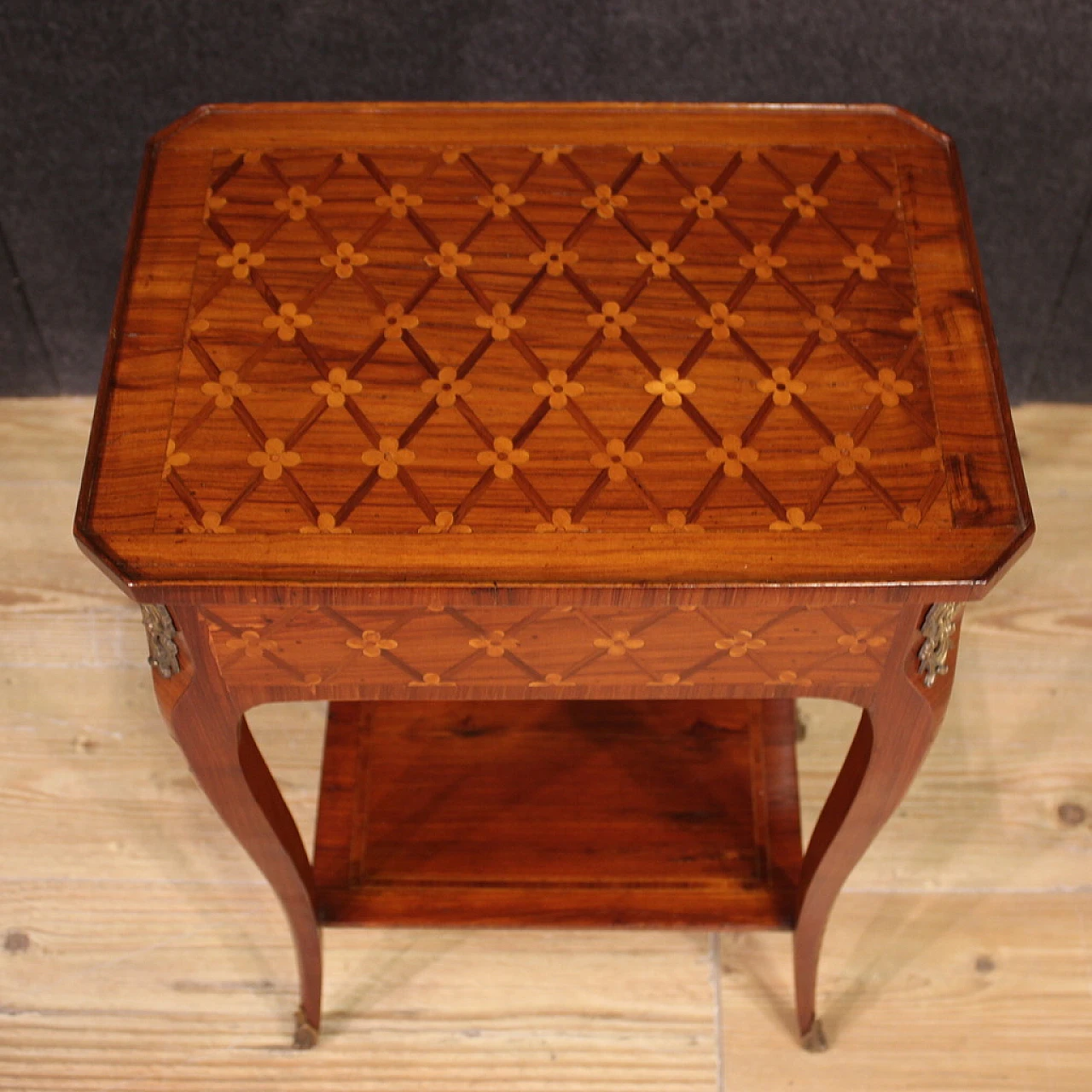 Elegant Napoleon III style coffee table with intarsia, mid XX century 8