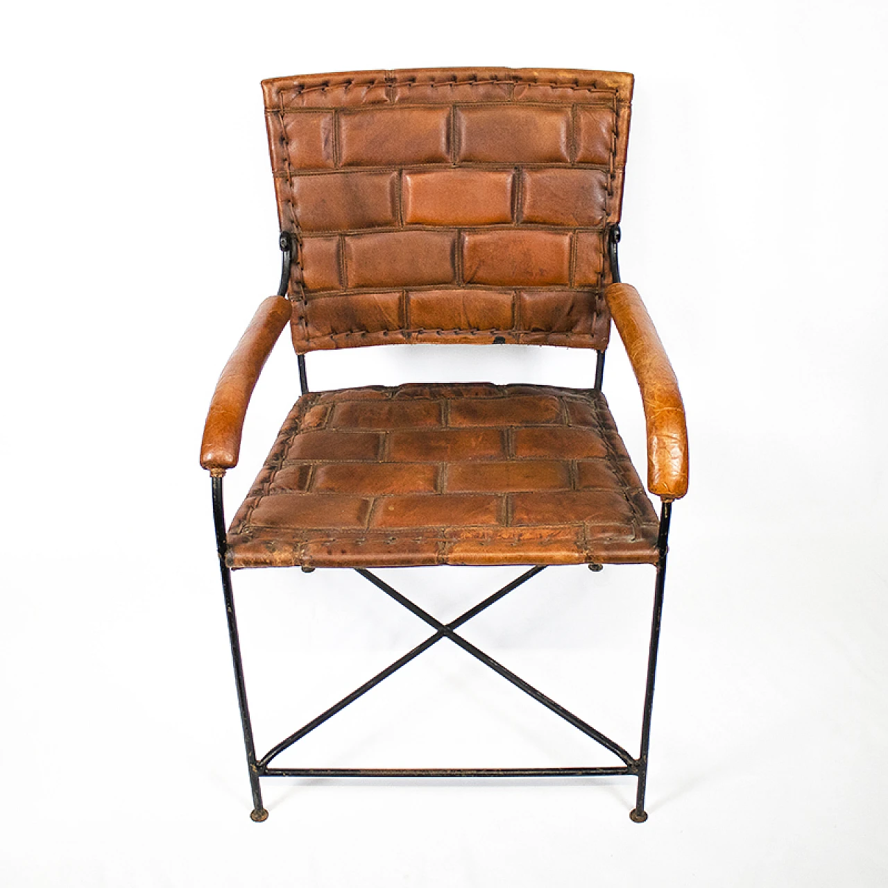 Fun pair of handmade leather chairs, 20th century 5