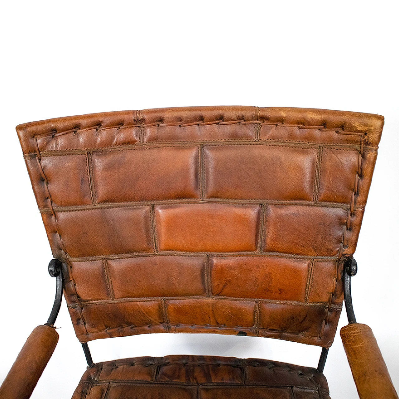 Fun pair of handmade leather chairs, 20th century 6