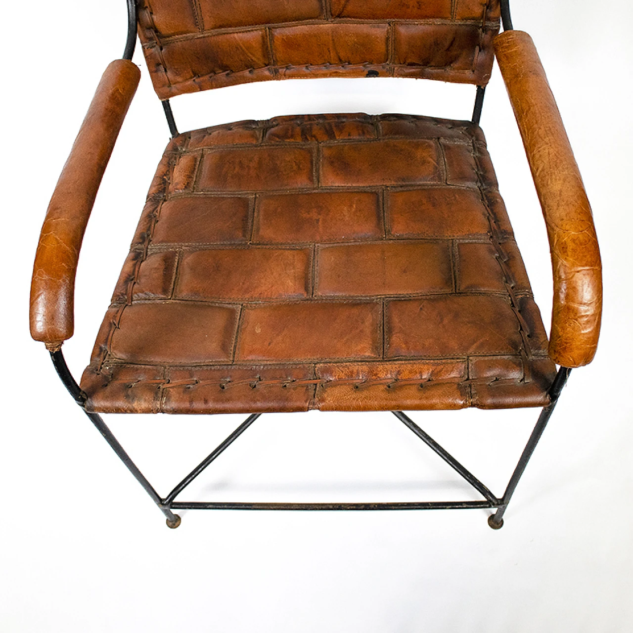 Fun pair of handmade leather chairs, 20th century 7