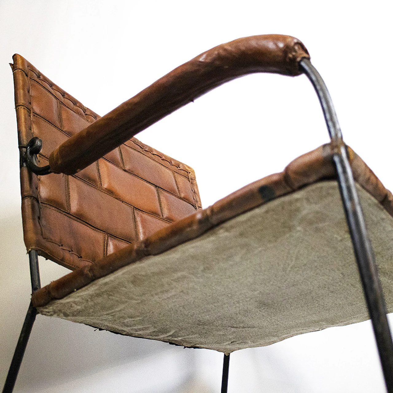 Fun pair of handmade leather chairs, 20th century 10