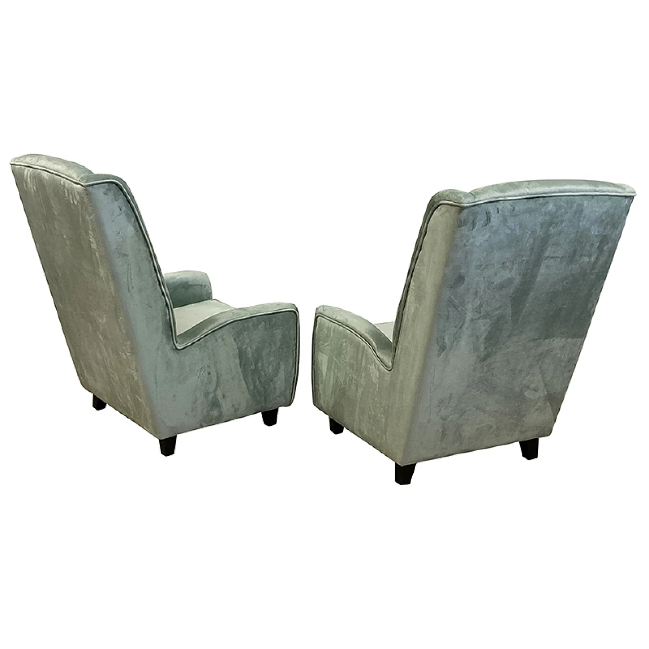 Pair of green velvet armchairs 4