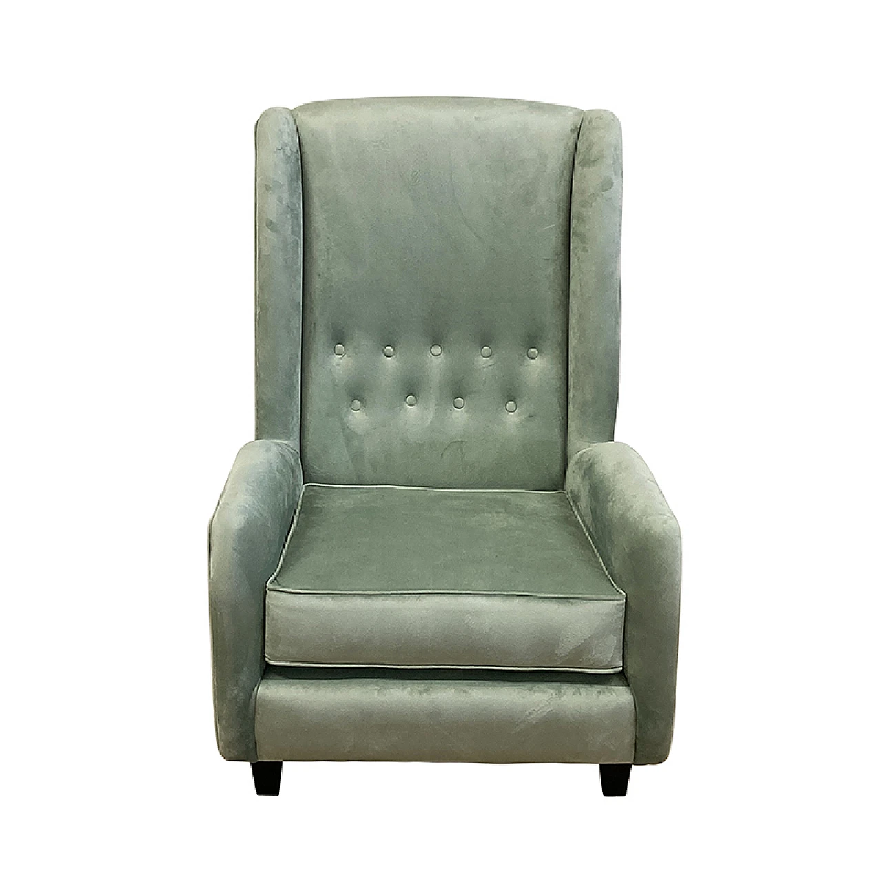 Pair of green velvet armchairs 5