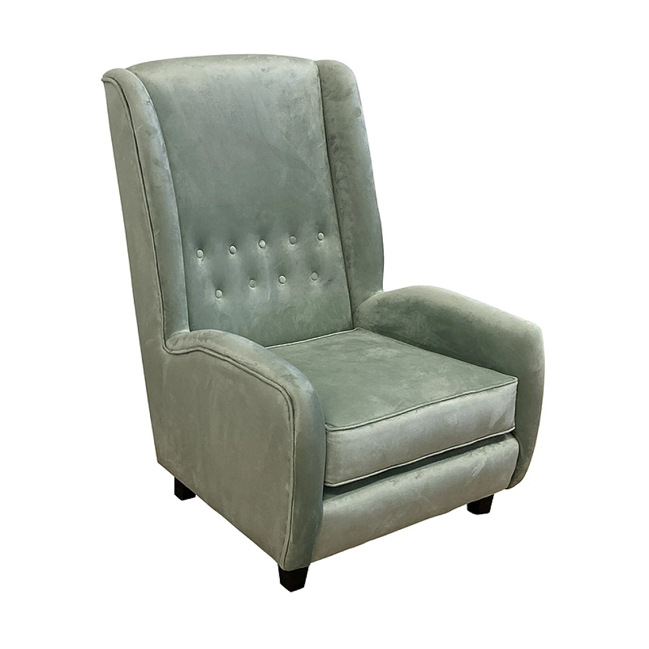 Pair of green velvet armchairs 7