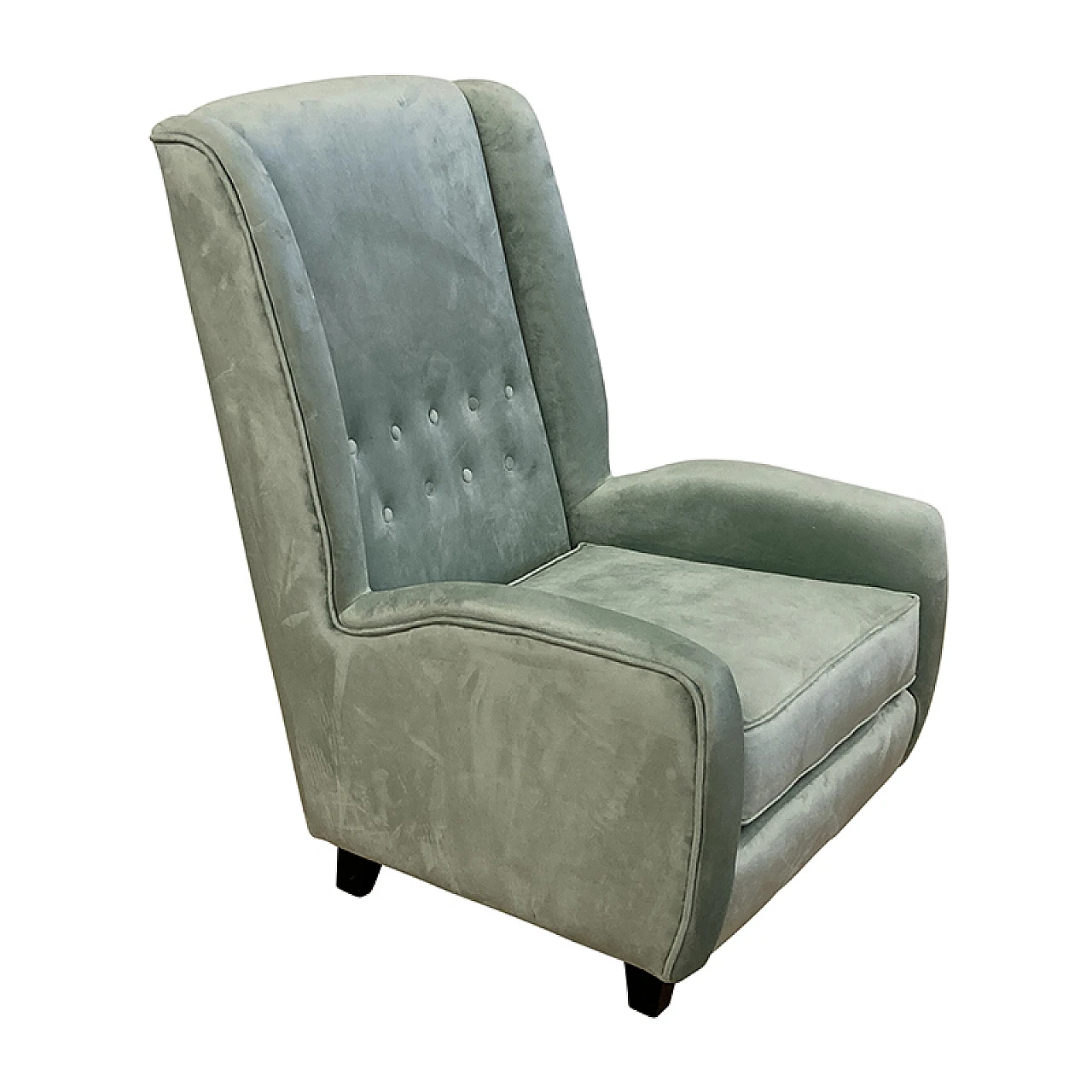 Pair of green velvet armchairs 8