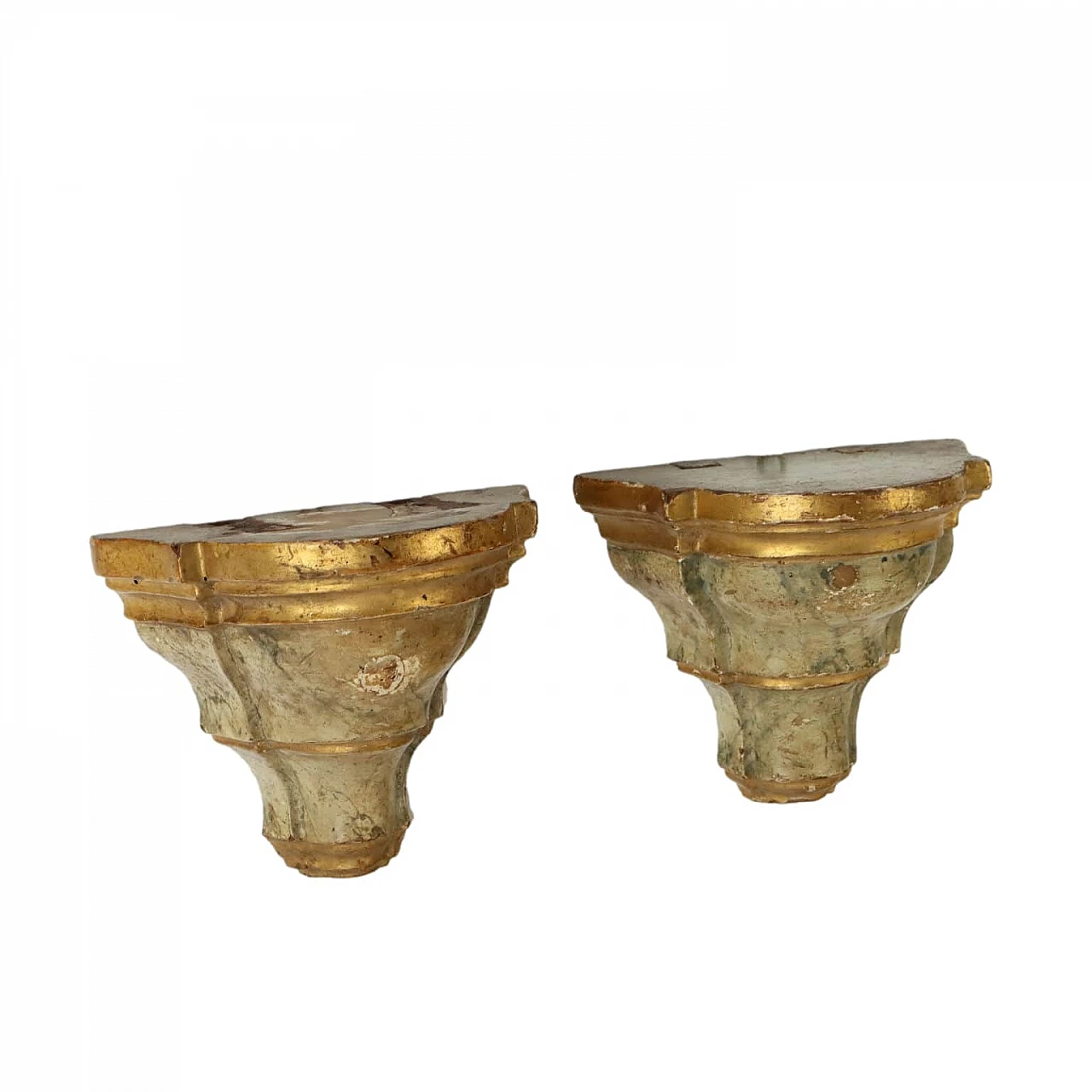 Pair of lacquered and gilded wooden shelves, late 19th century 1