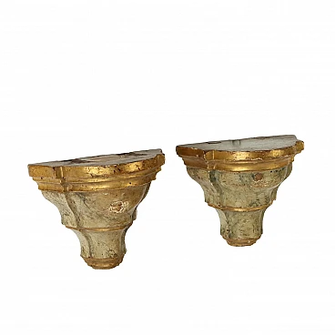 Pair of lacquered and gilded wooden shelves, late 19th century