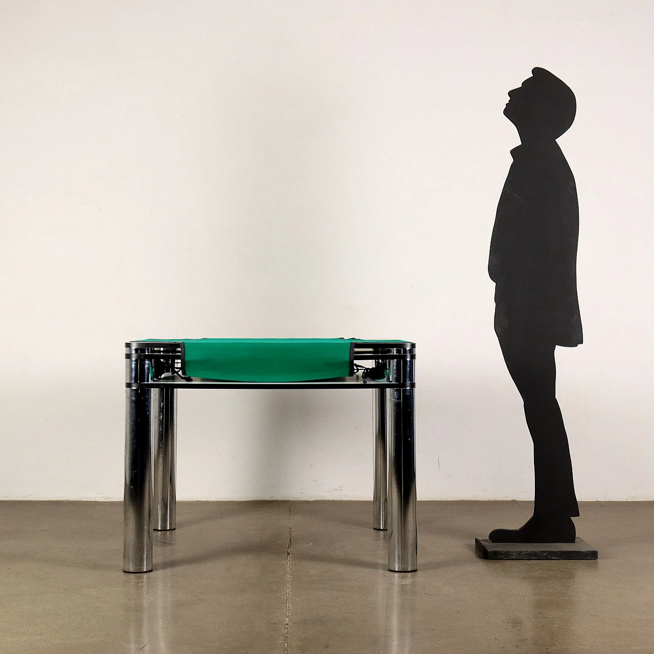 Poker table in metal & green velvet by J. Colombo for Zanotta, 1970s 2