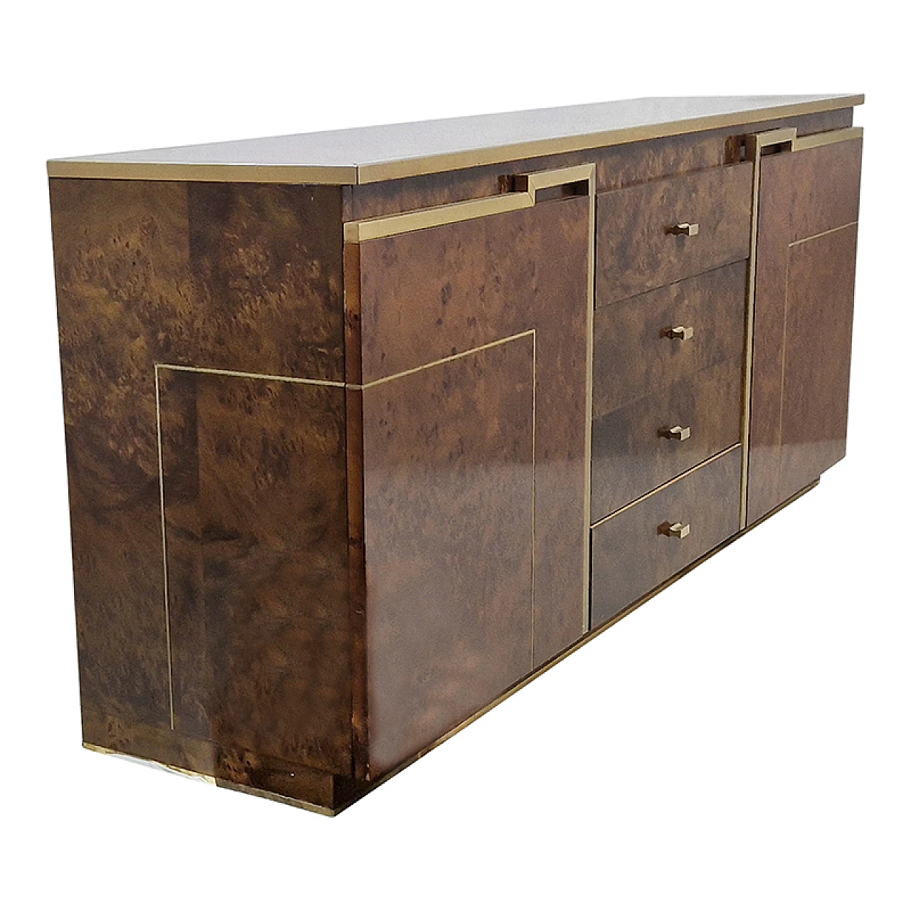 Sideboard in briarwood and brass, 1920s 7