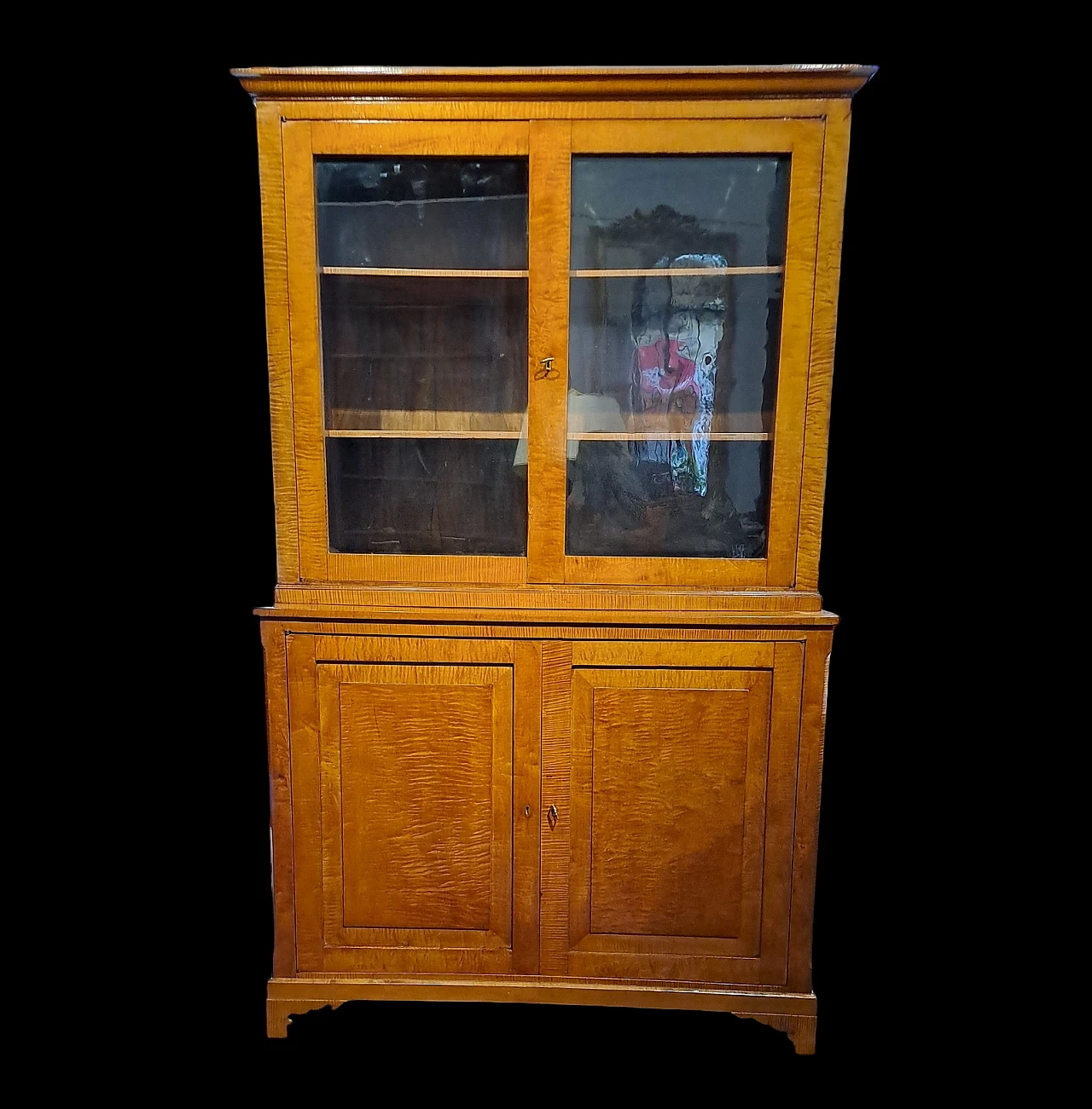 Biedermeier sideboard wood veneer with glass cabinets, 19th century 2