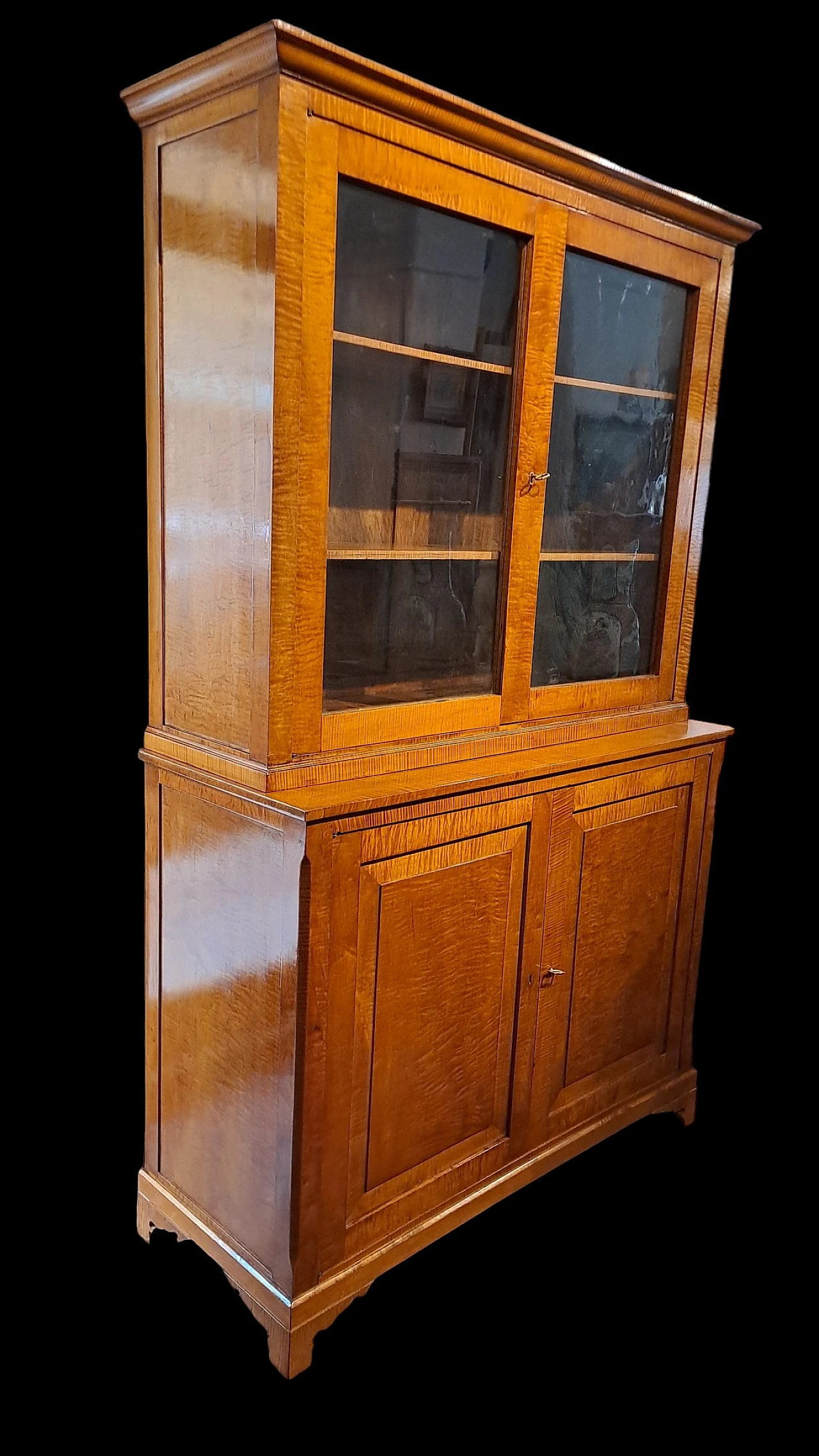 Biedermeier sideboard wood veneer with glass cabinets, 19th century 6