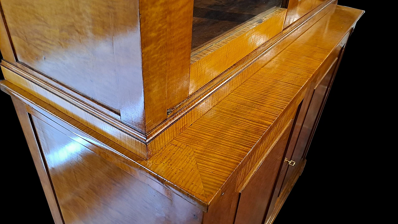 Credenza Biedermeier a doppio corpo in radica, '800 7