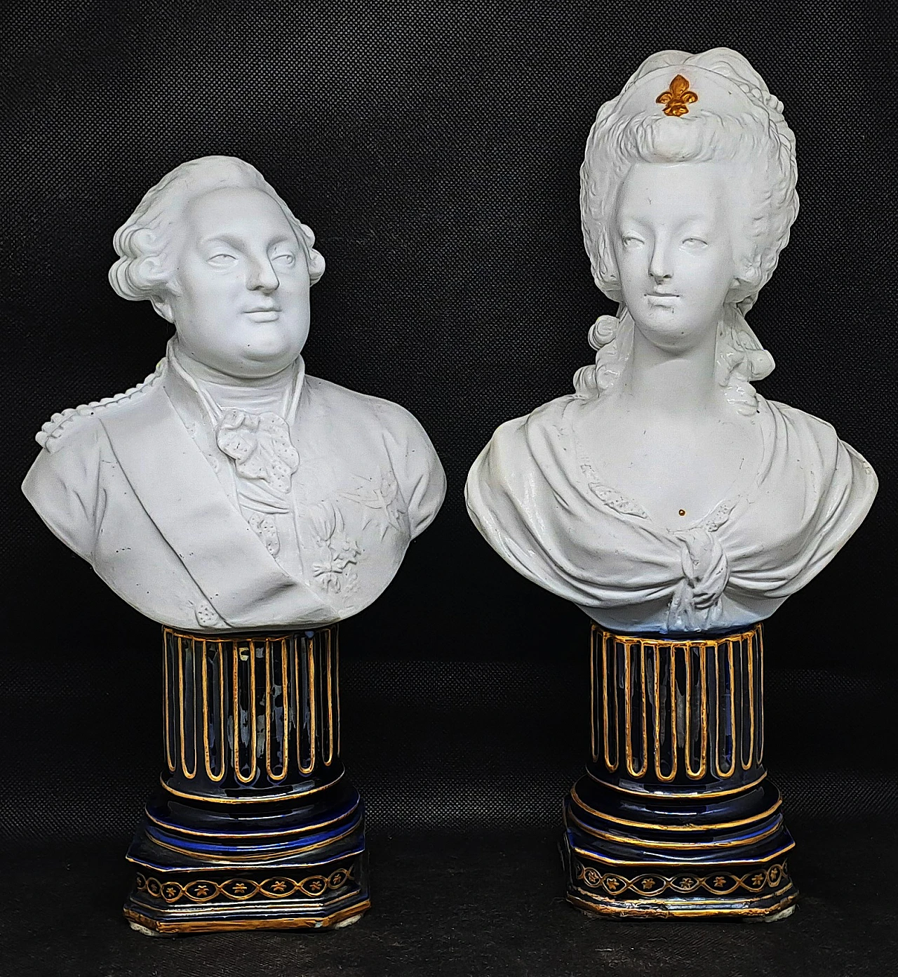 Maria Antoniette & Louis XVI, busquit busts, Sevres, 19th century 1