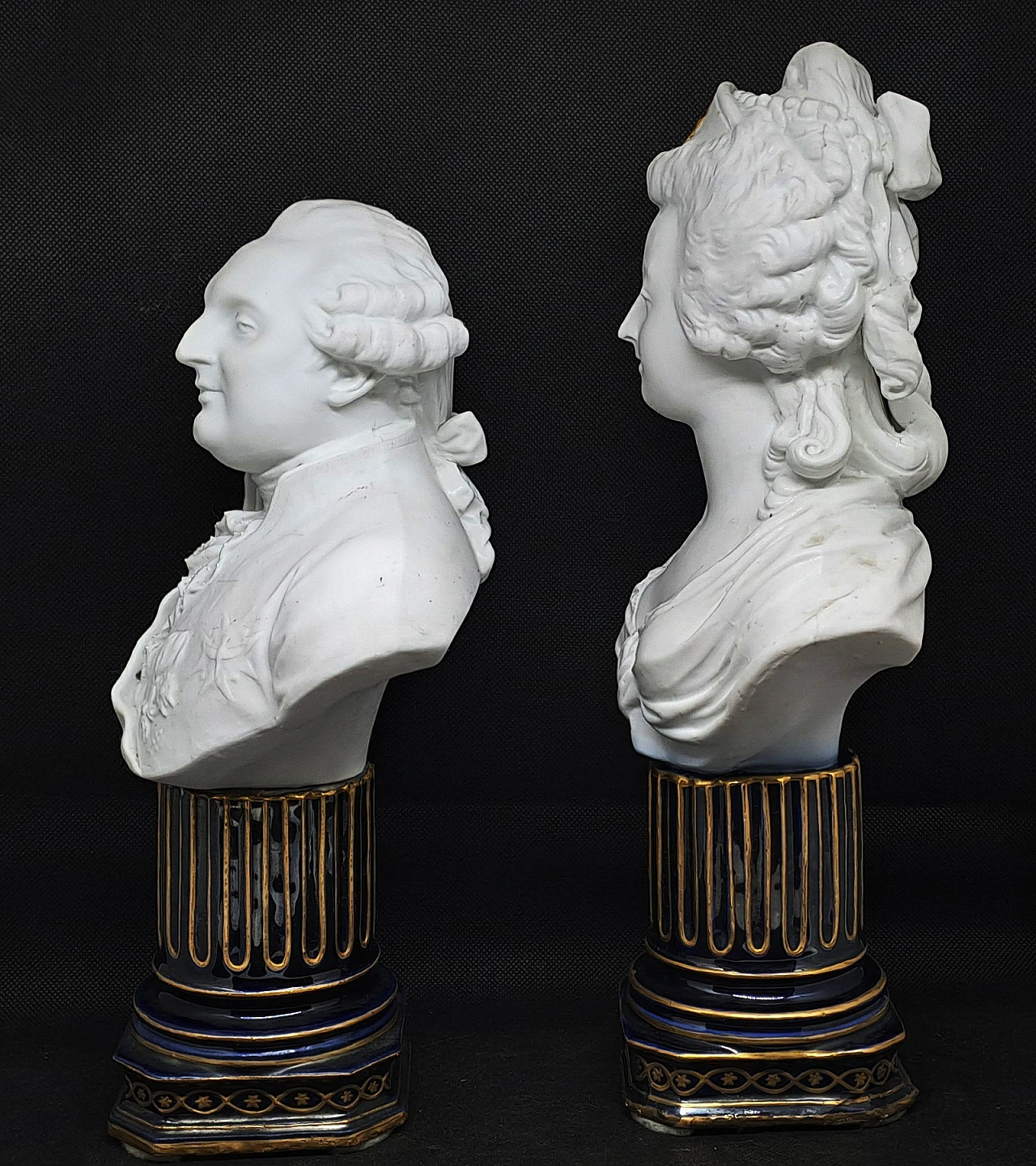 Maria Antoniette & Louis XVI, busquit busts, Sevres, 19th century 4