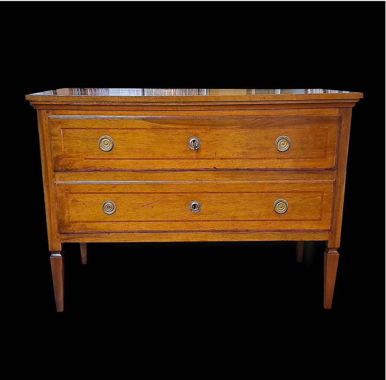 Solid walnut chest of drawers. Front with two drawers with lock 1