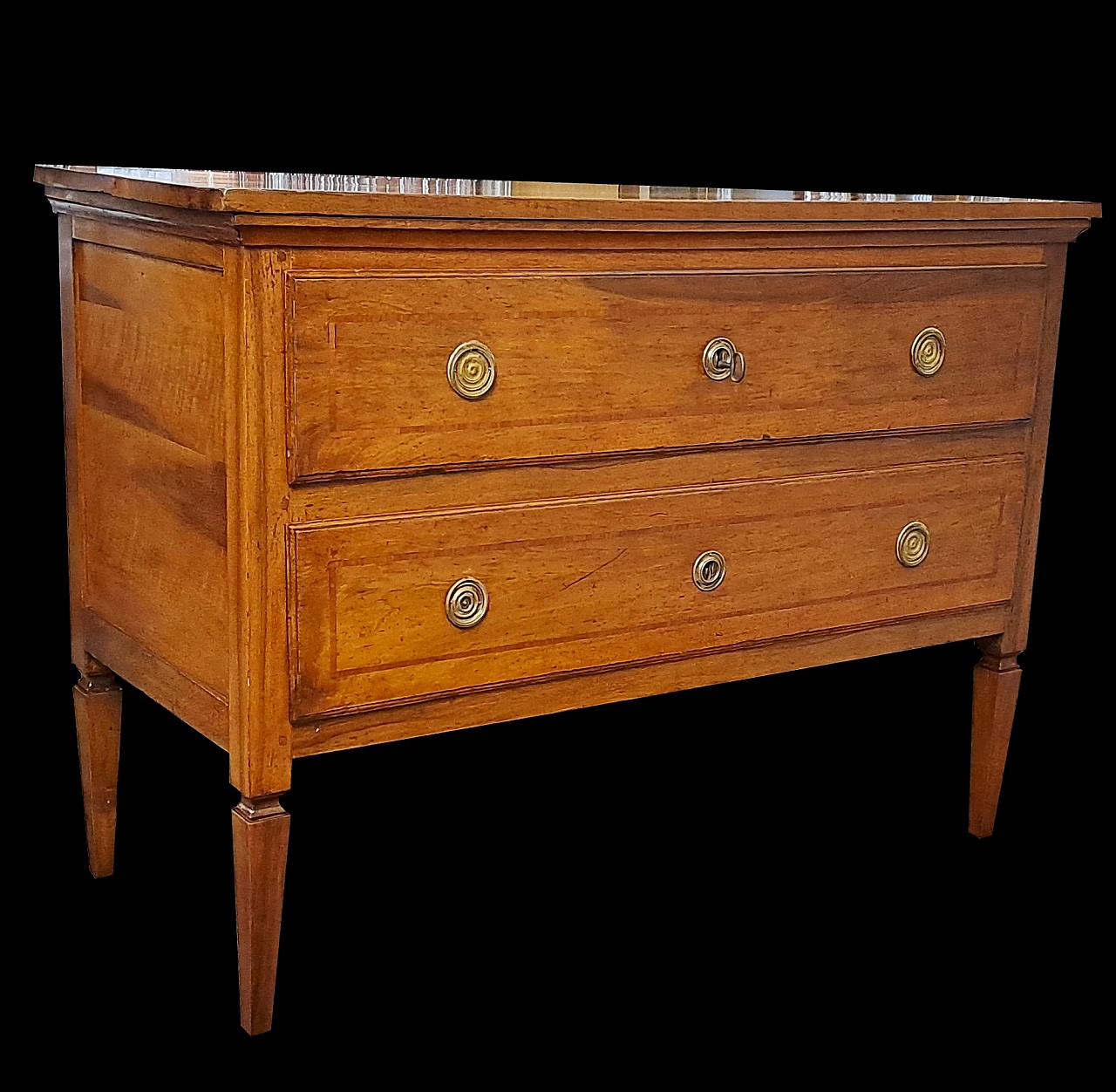 Solid walnut chest of drawers. Front with two drawers with lock 2