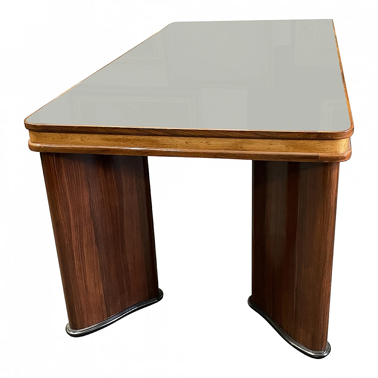 Art Decò dining table, in wood with glass top, 1930s 3