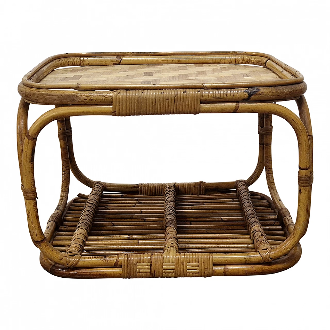 Low coffee table in rattan and bamboo 1