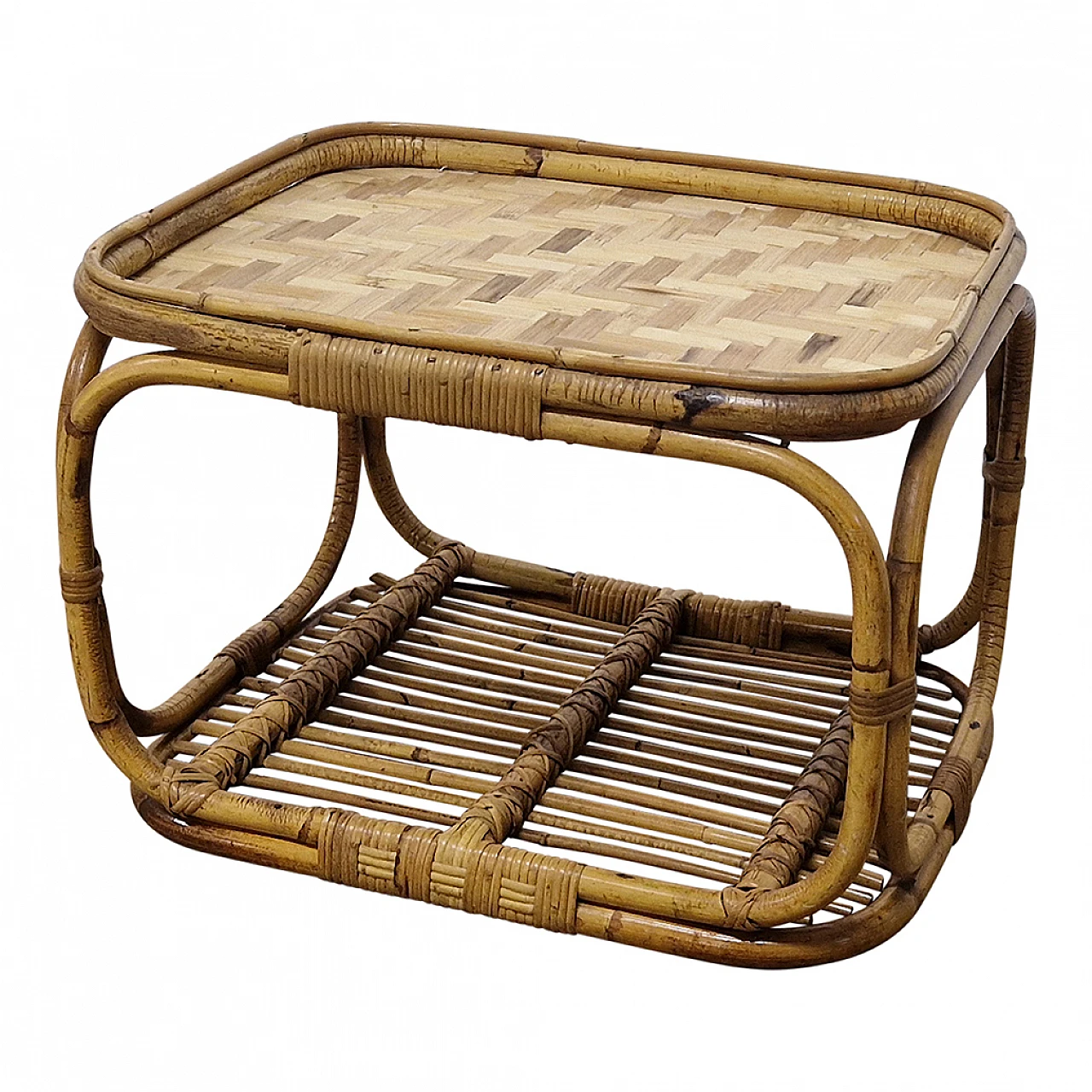 Low coffee table in rattan and bamboo 2