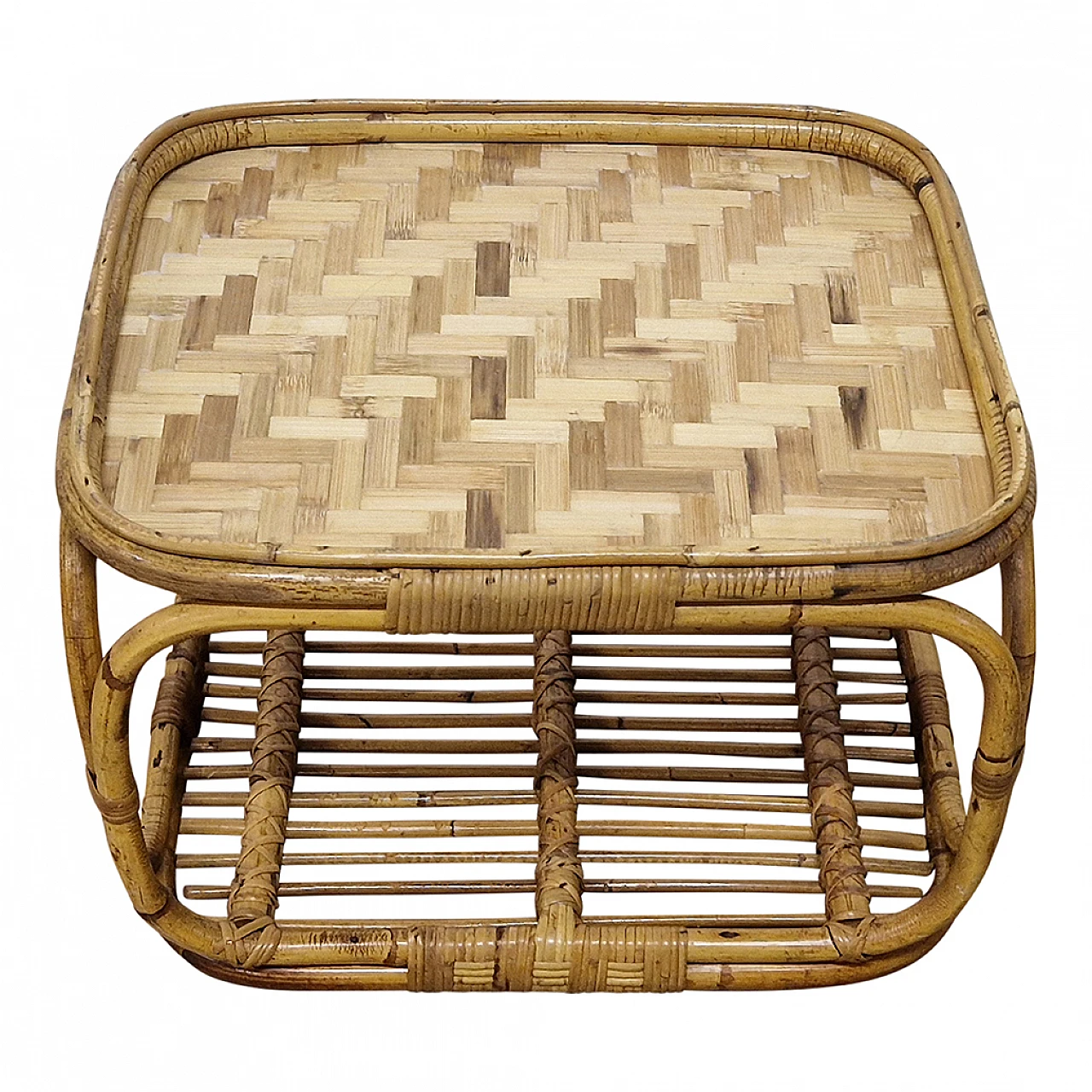 Low coffee table in rattan and bamboo 3